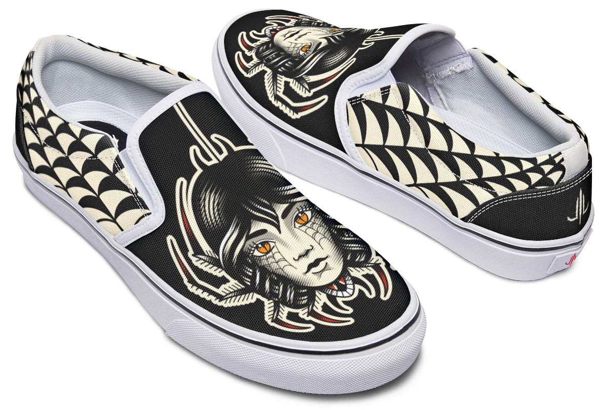 Traditional Spider Girl Head Slip On Shoes