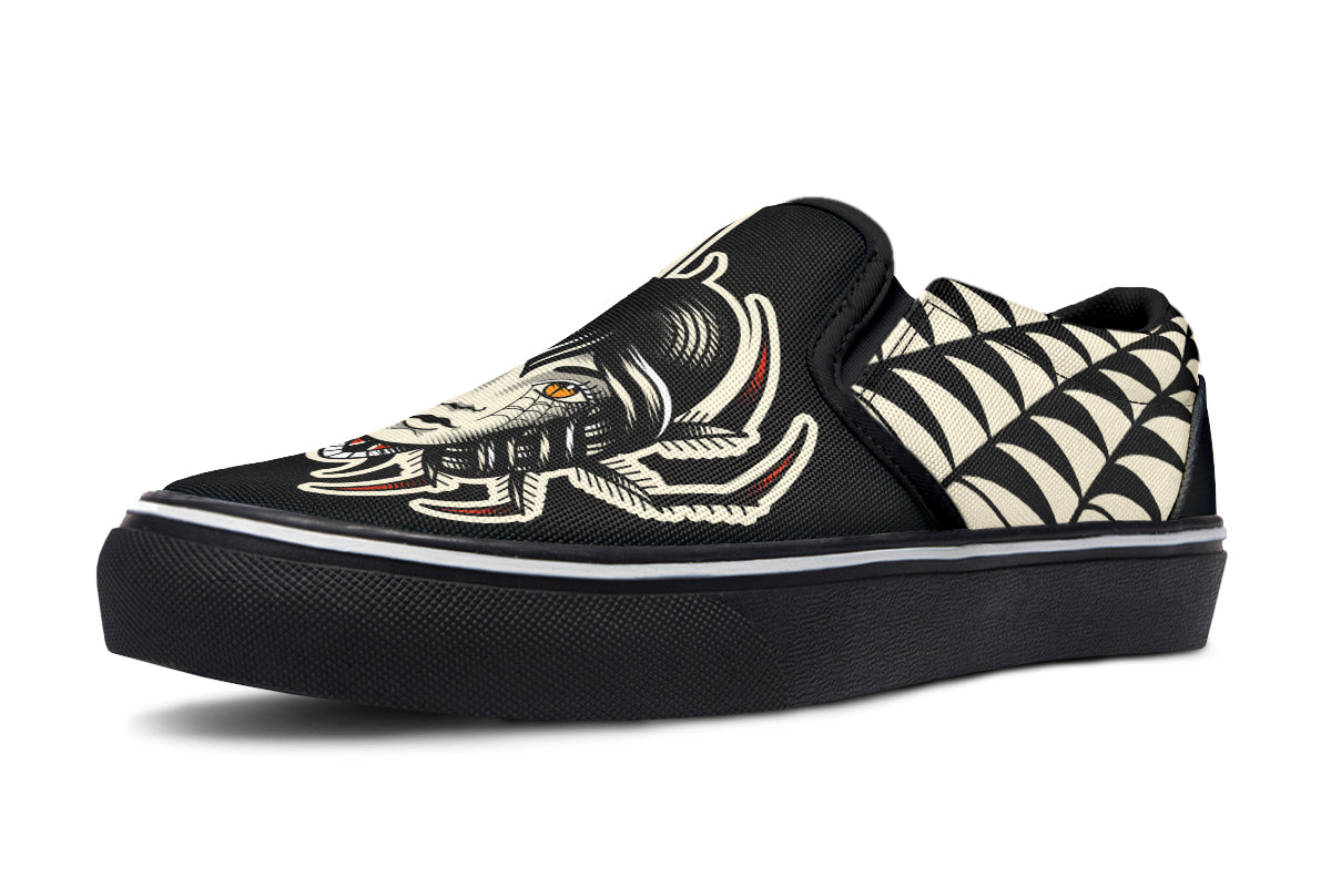 Traditional Spider Girl Head Slip On Shoes