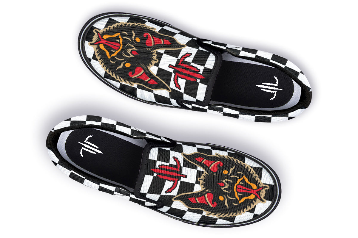 Vampire Bats Checkered Slip On Shoes