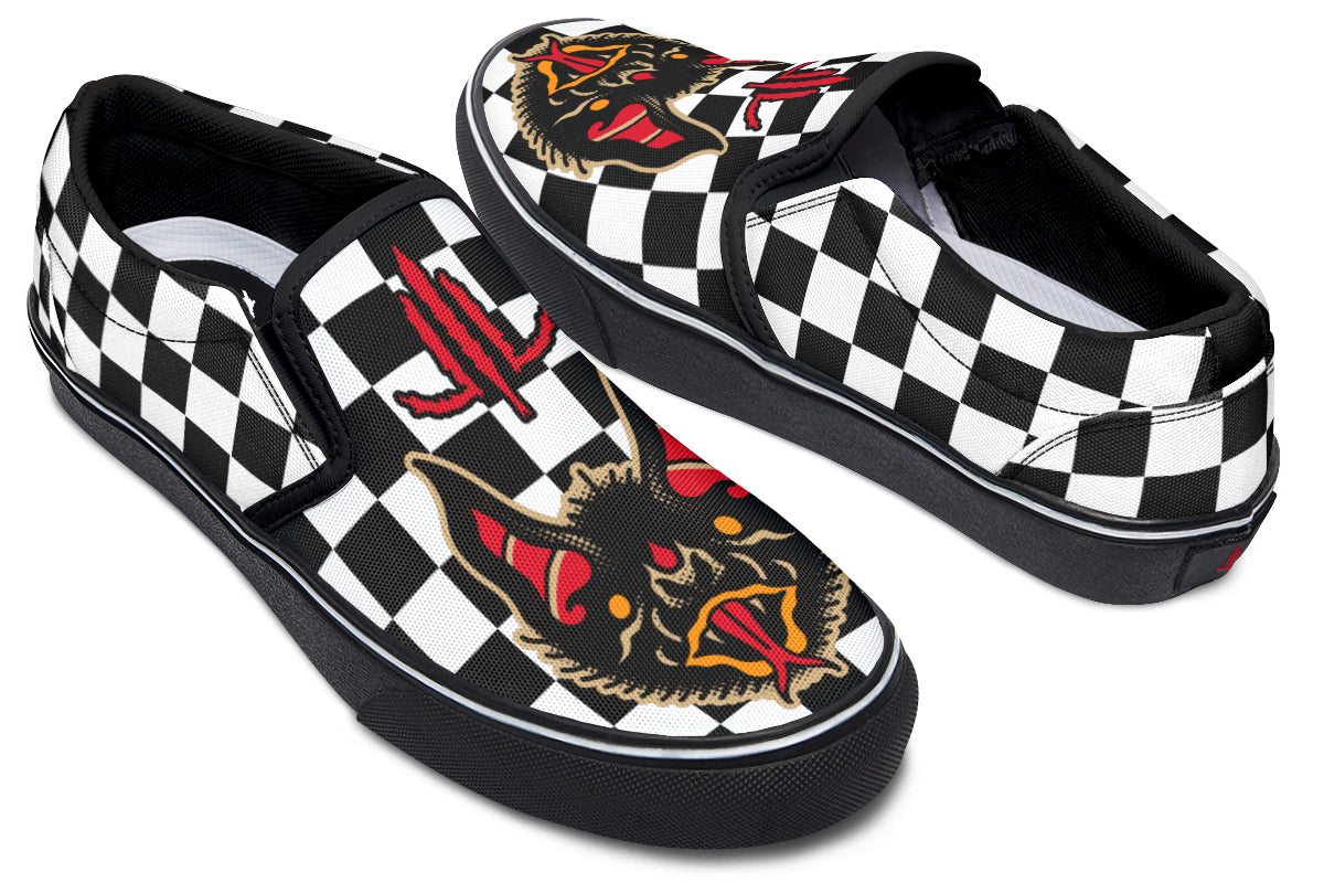 Vampire Bats Checkered Slip On Shoes