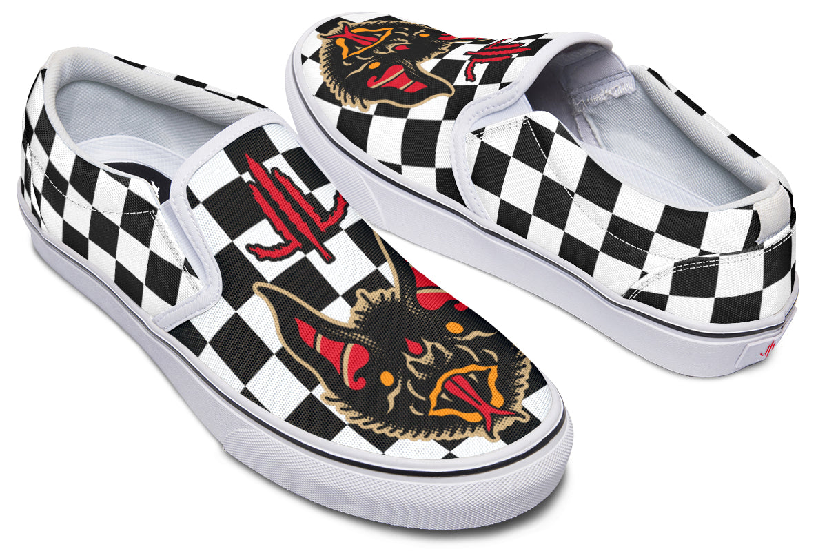 Vampire Bats Checkered Slip On Shoes