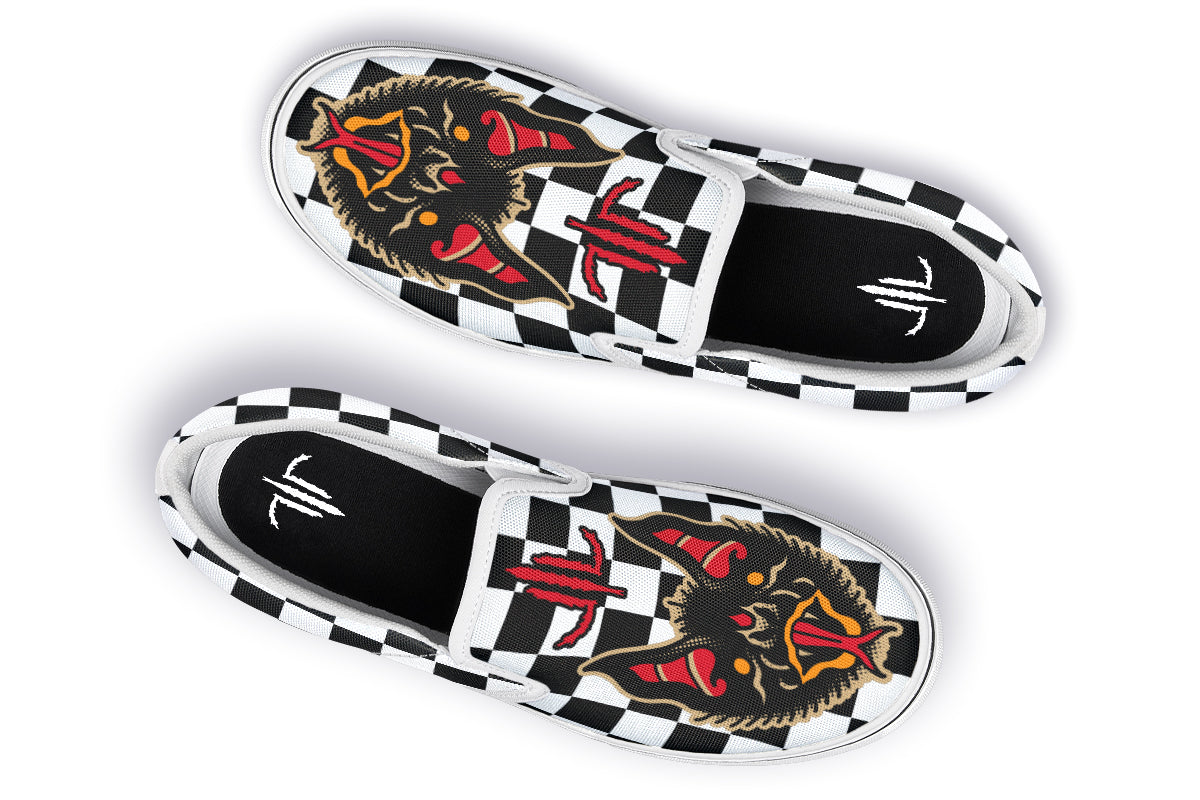 Vampire Bats Checkered Slip On Shoes