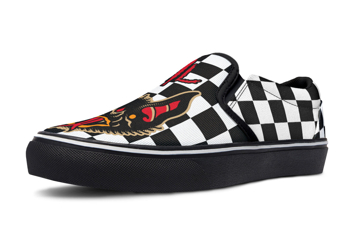 Vampire Bats Checkered Slip On Shoes