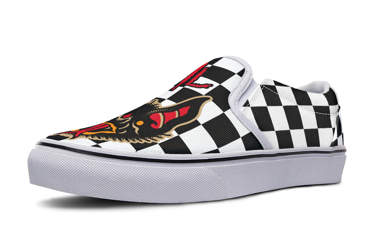 Vampire Bats Checkered Slip On Shoes