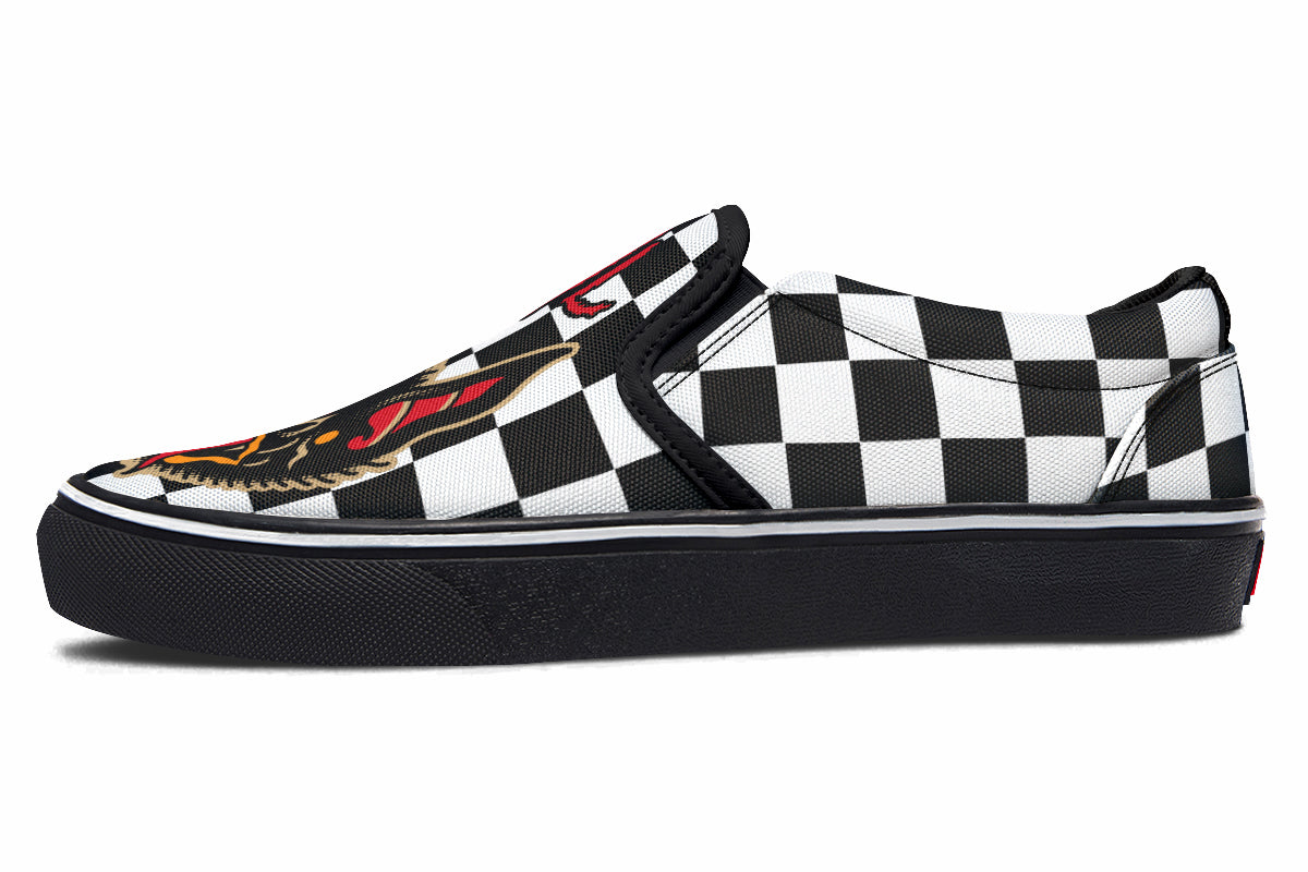 Vampire Bats Checkered Slip On Shoes