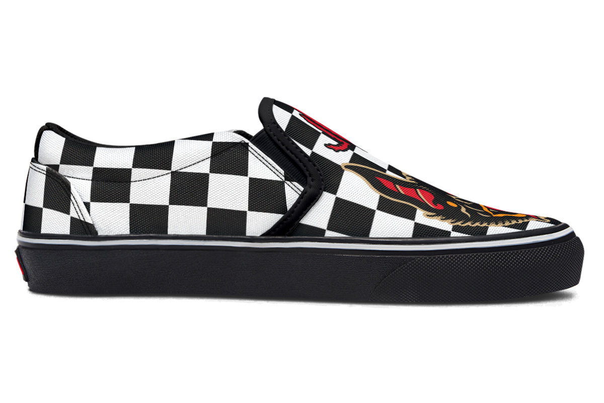 Vampire Bats Checkered Slip On Shoes