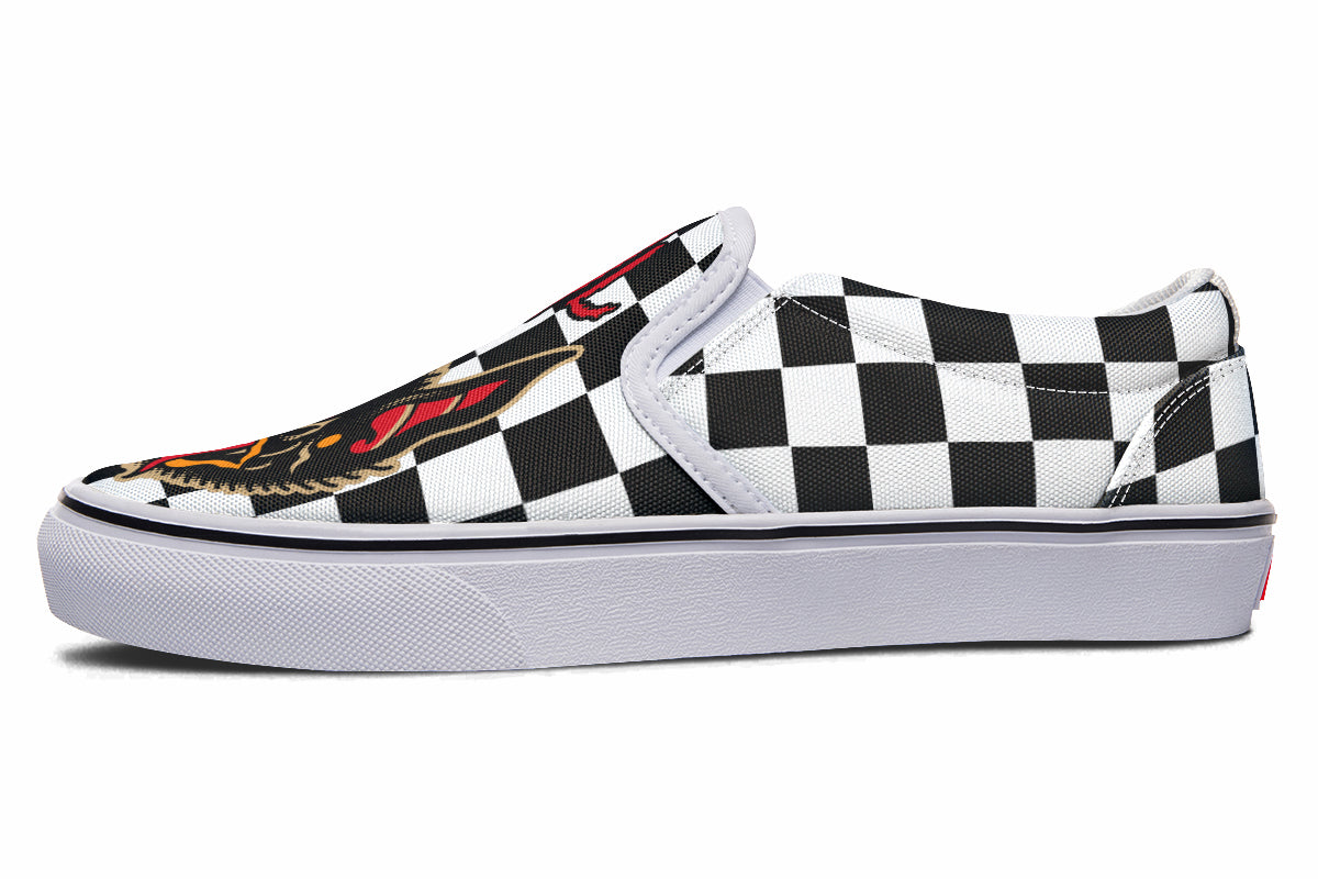 Vampire Bats Checkered Slip On Shoes