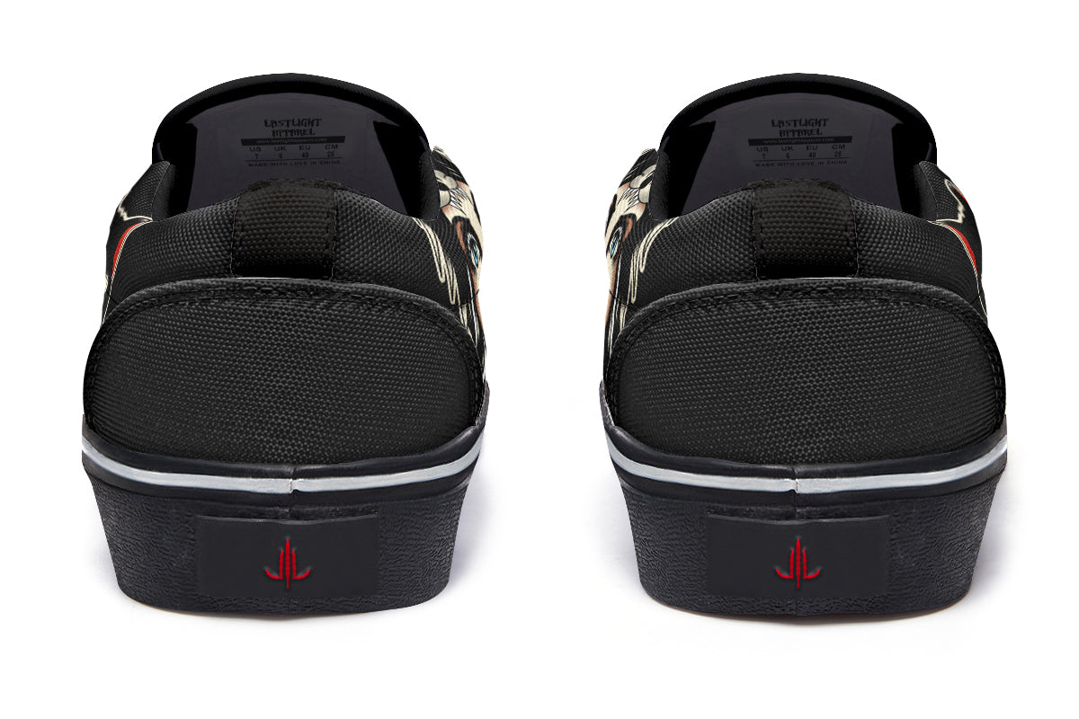 Wolf Cowl Girl Head Slip On Shoes