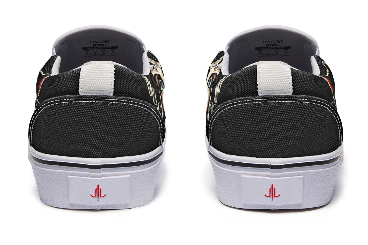 Wolf Cowl Girl Head Slip On Shoes