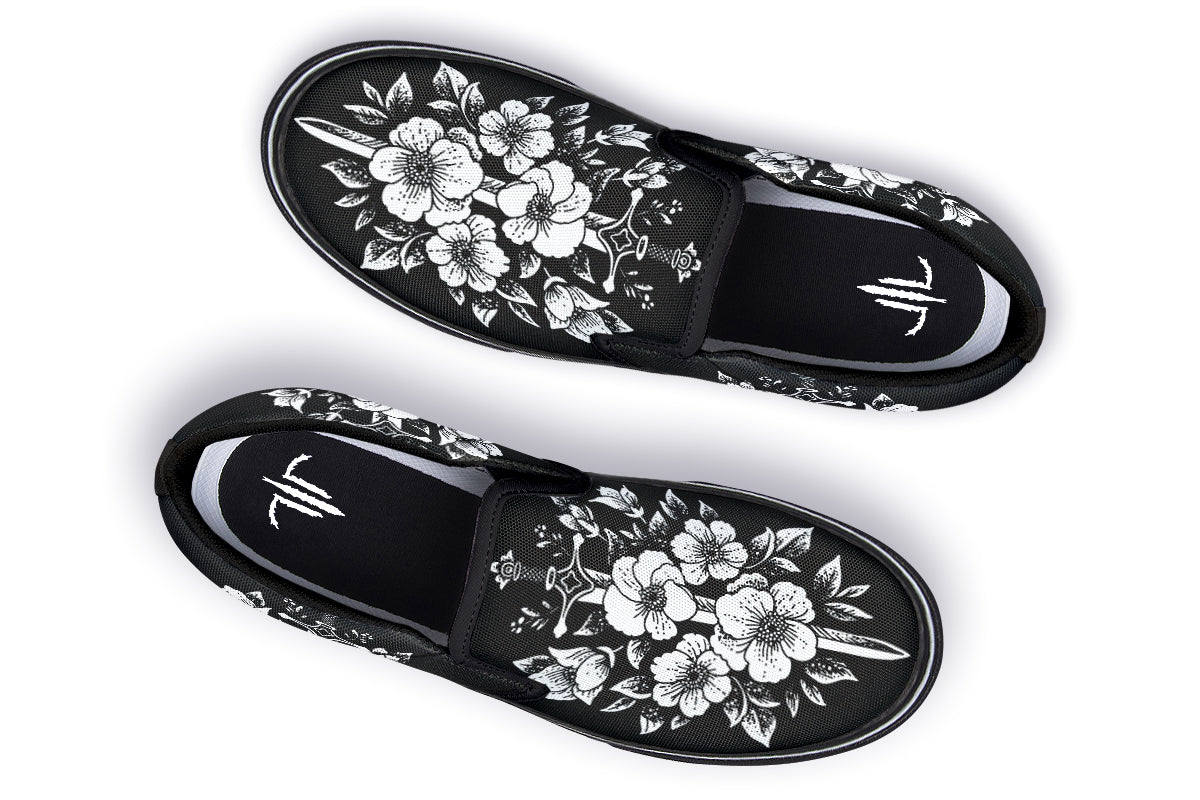Minimalist Dagger Flowers Slip On Shoes