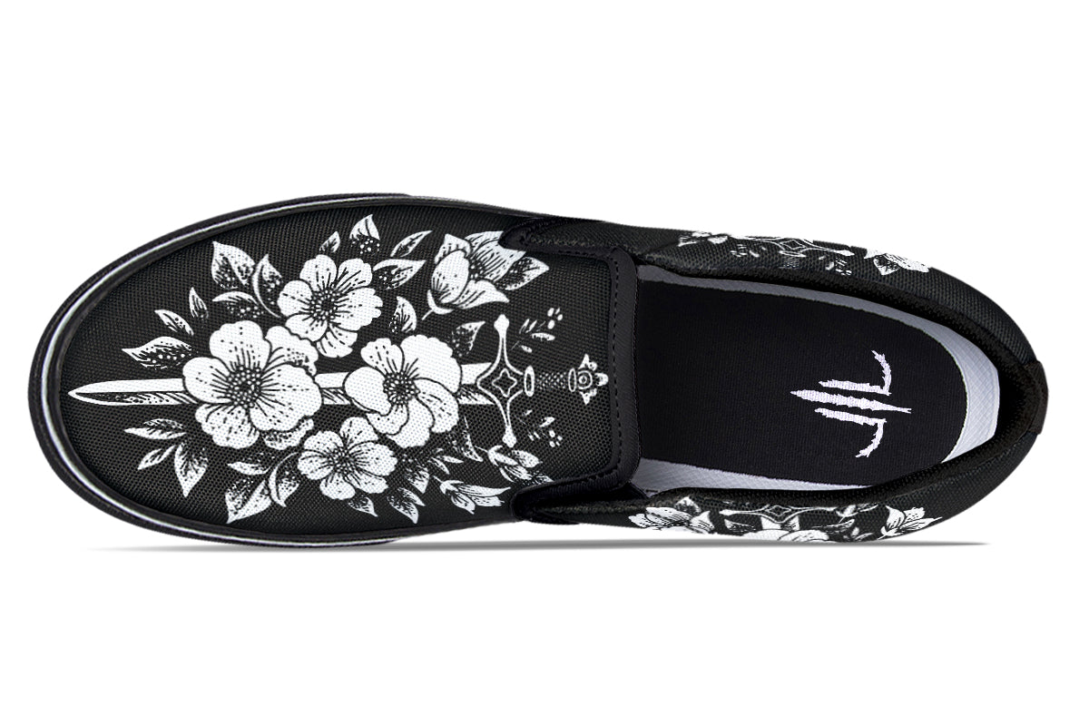 Minimalist Dagger Flowers Slip On Shoes