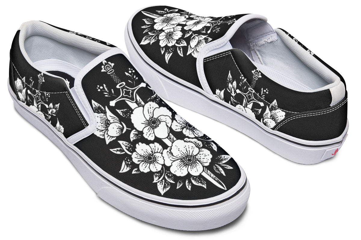 Minimalist Dagger Flowers Slip On Shoes