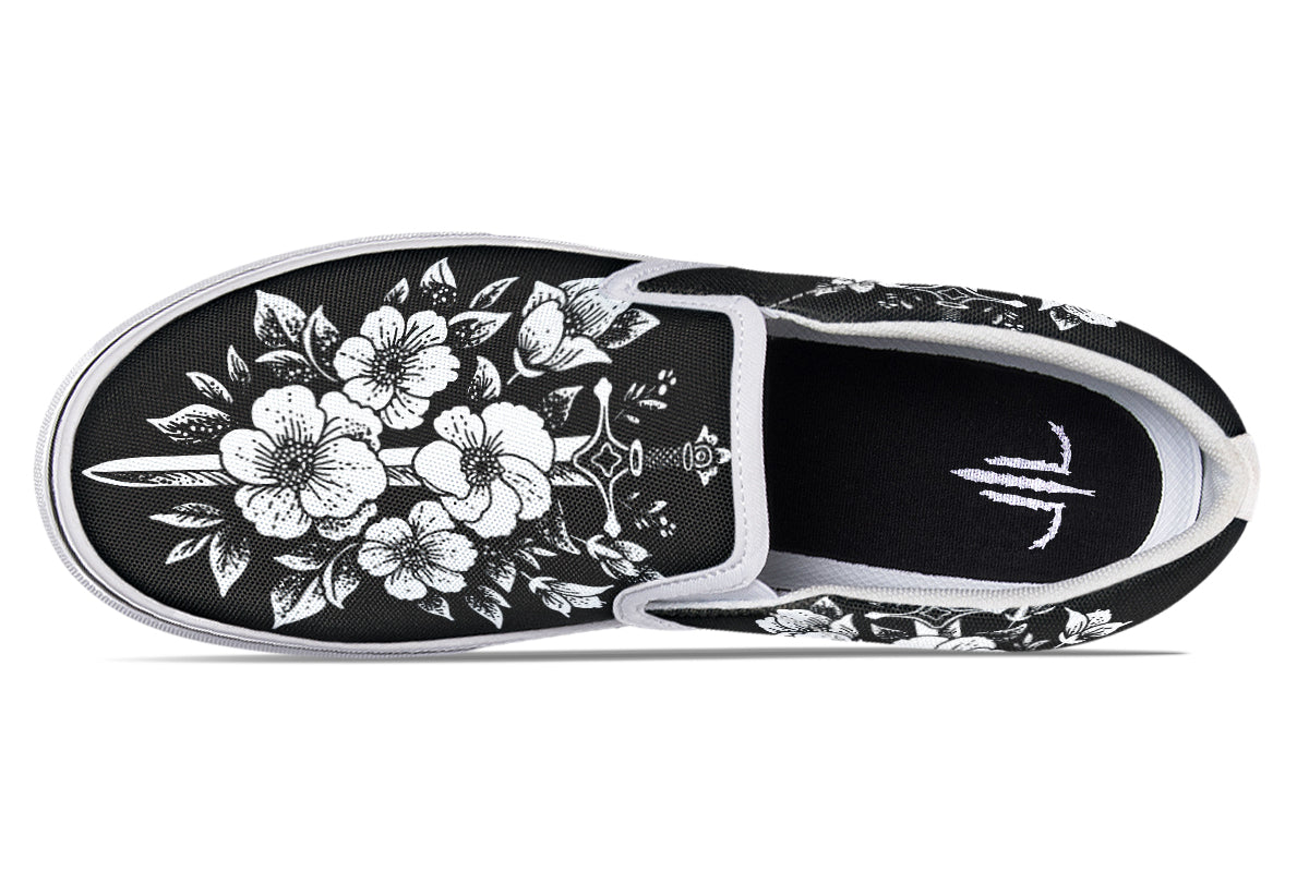 Minimalist Dagger Flowers Slip On Shoes