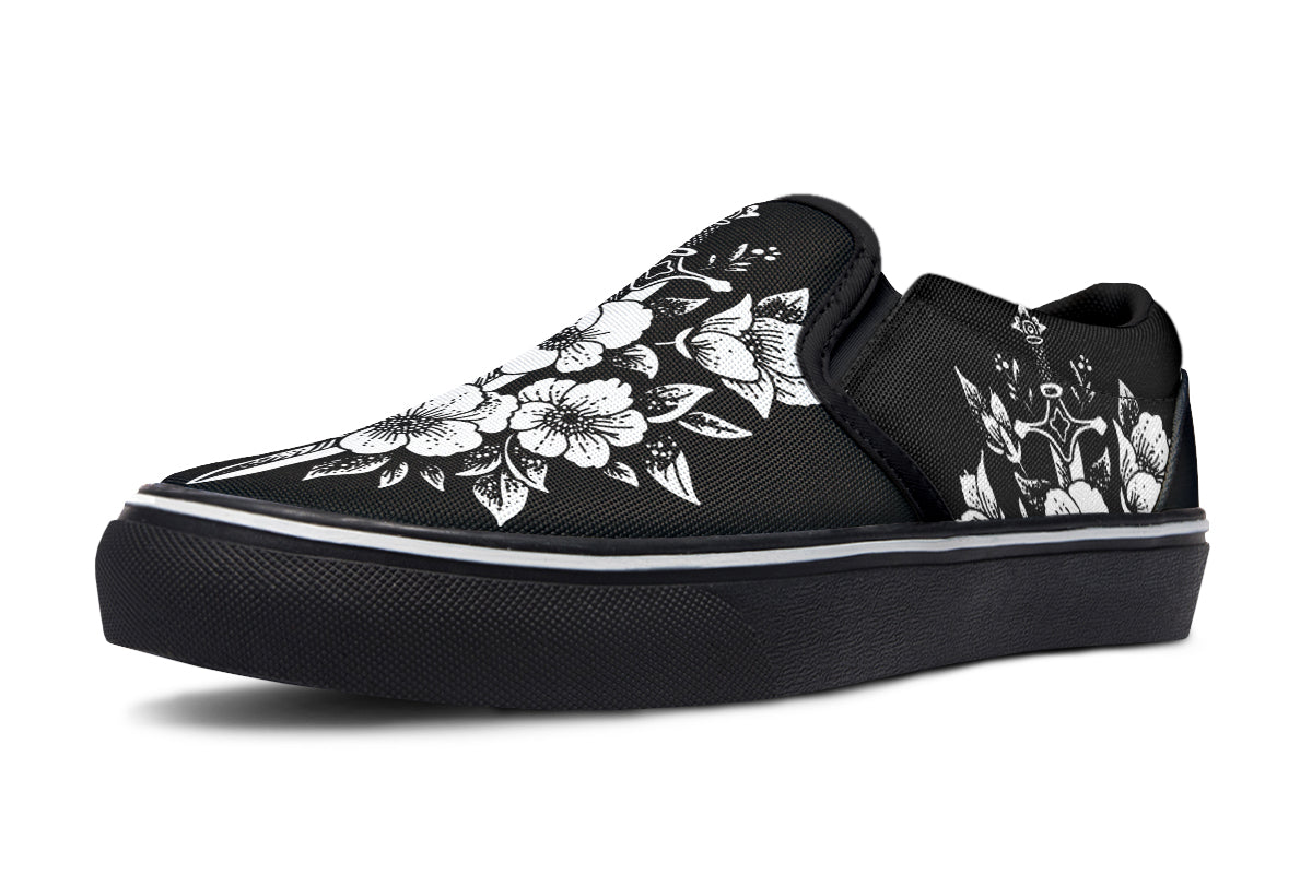 Minimalist Dagger Flowers Slip On Shoes
