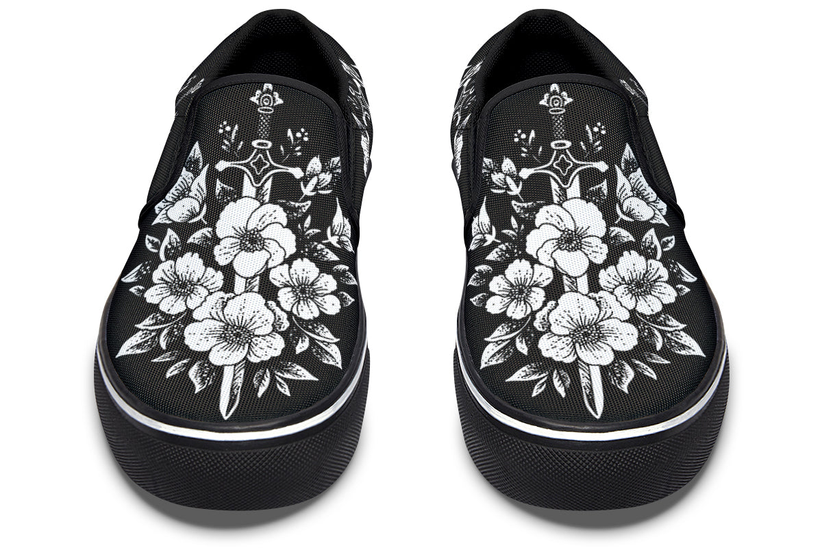 Minimalist Dagger Flowers Slip On Shoes
