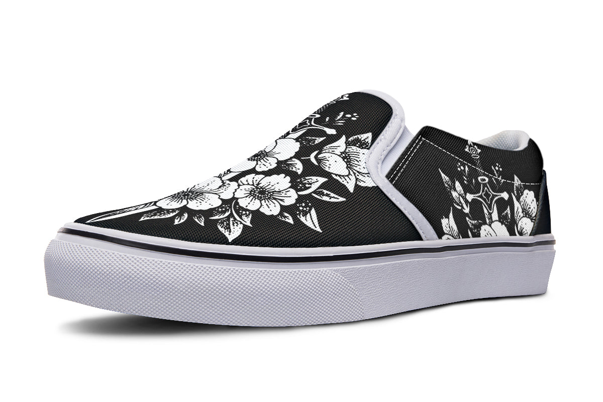 Minimalist Dagger Flowers Slip On Shoes