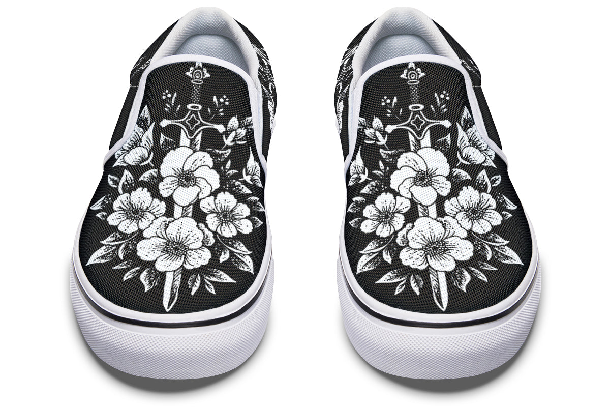 Minimalist Dagger Flowers Slip On Shoes