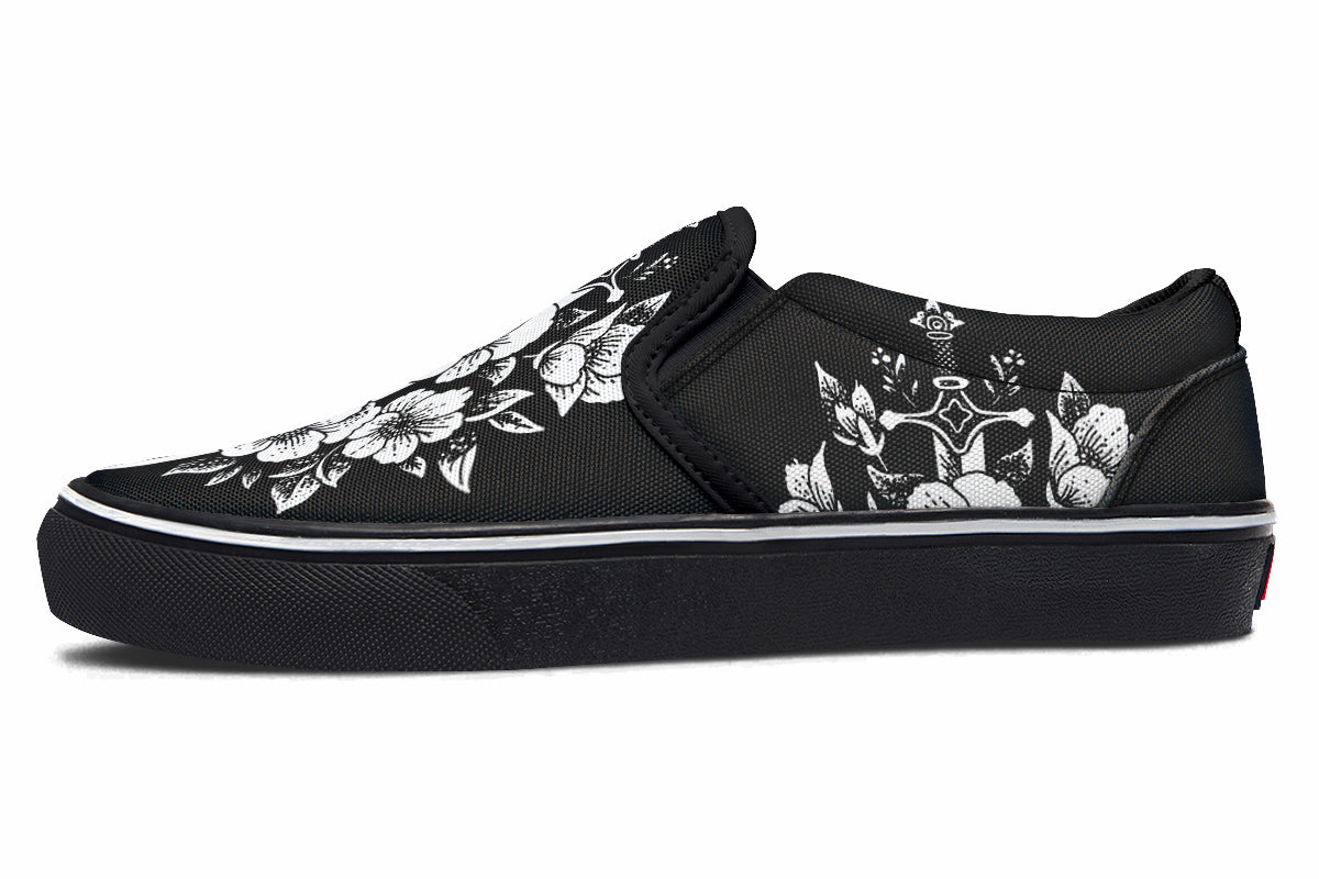 Minimalist Dagger Flowers Slip On Shoes
