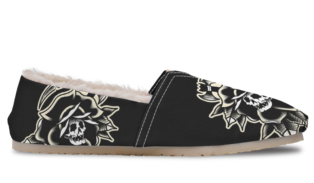 Black Rose Scythe Skull Winter Casual Shoes