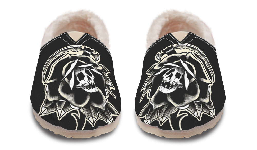 Black Rose Scythe Skull Winter Casual Shoes