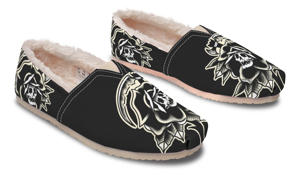 Black Rose Scythe Skull Winter Casual Shoes