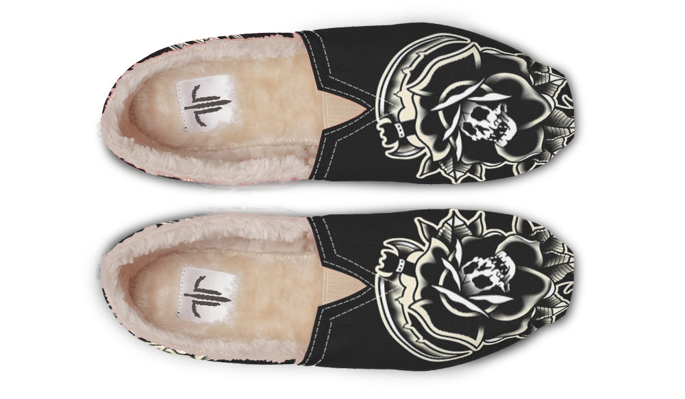 Black Rose Scythe Skull Winter Casual Shoes