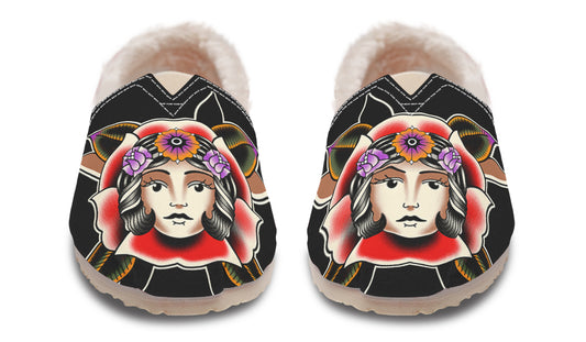 Blooming Girl Head Winter Casual Shoes