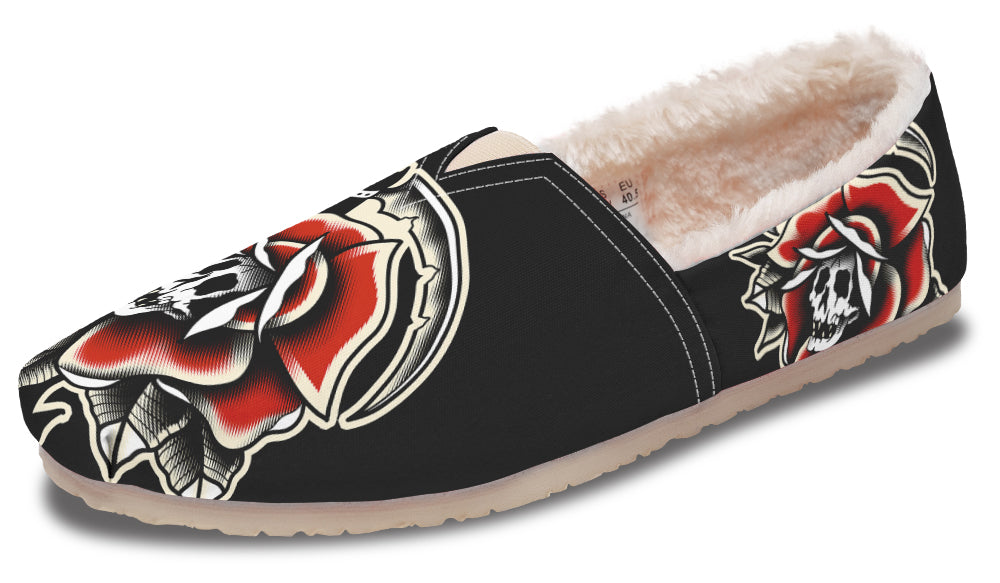 Red Rose Scythe Skull Winter Casual Shoes
