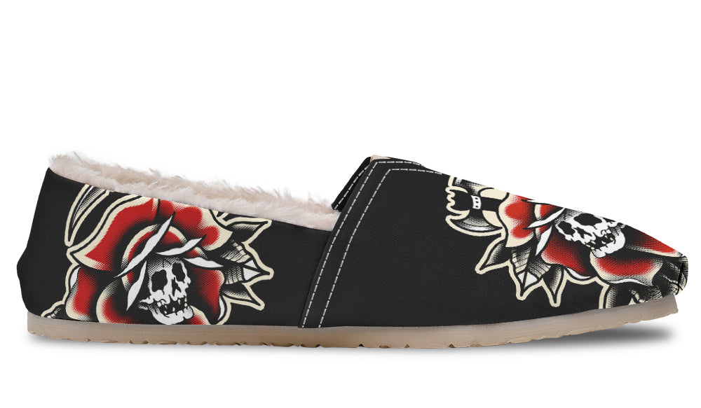 Red Rose Scythe Skull Winter Casual Shoes