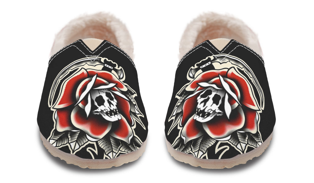 Red Rose Scythe Skull Winter Casual Shoes