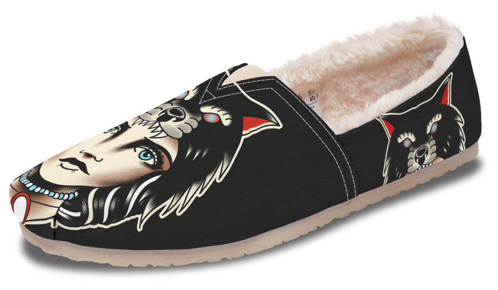 Wolf Cowl Girl Head Winter Casual Shoes