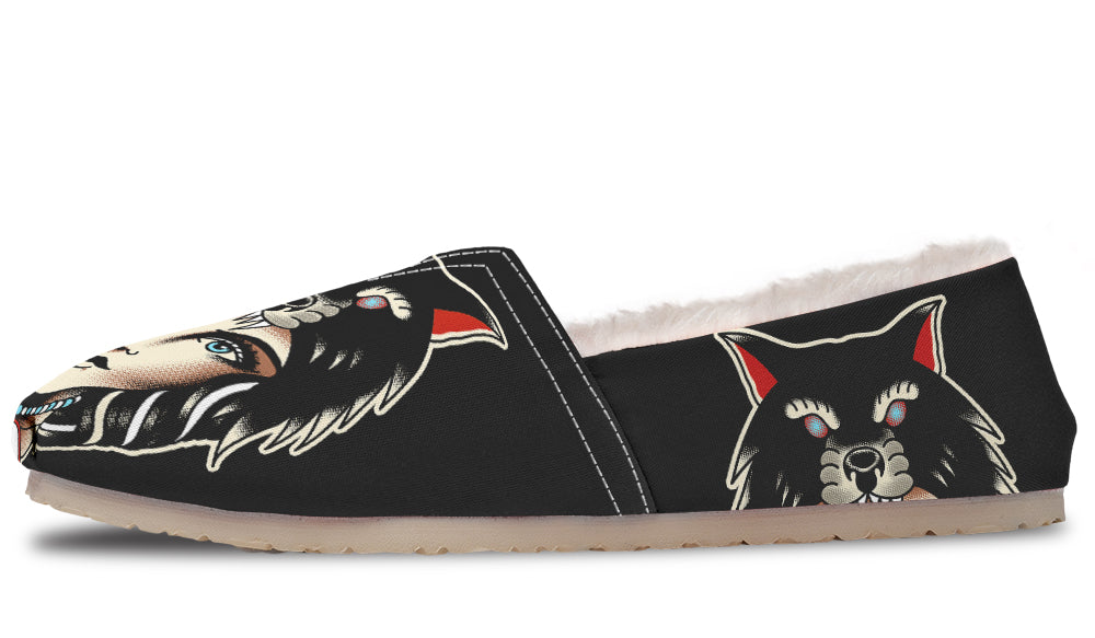 Wolf Cowl Girl Head Winter Casual Shoes