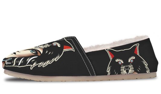 Wolf Cowl Girl Head Winter Casual Shoes