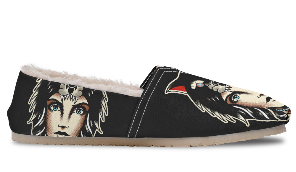 Wolf Cowl Girl Head Winter Casual Shoes