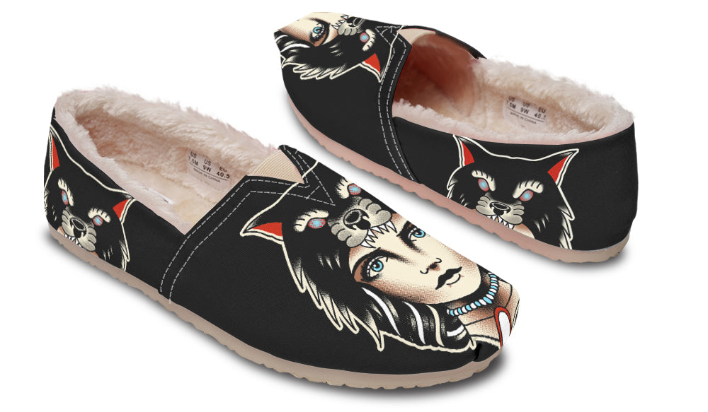 Wolf Cowl Girl Head Winter Casual Shoes