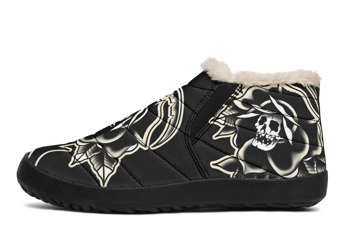 Black Rose Scythe Skull Winter Sneakers