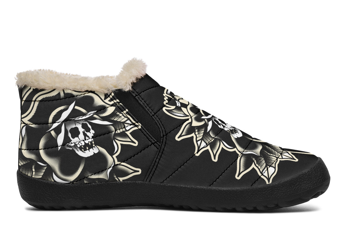 Black Rose Scythe Skull Winter Sneakers