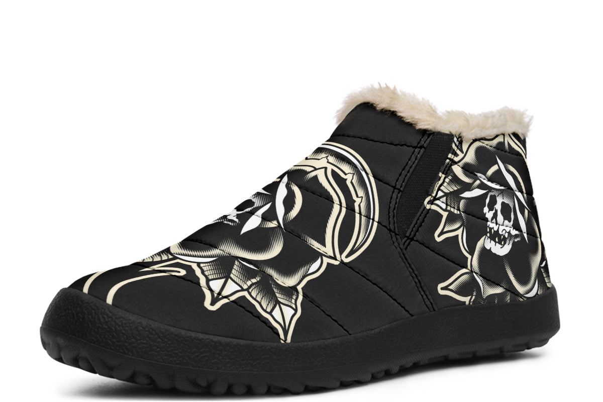 Black Rose Scythe Skull Winter Sneakers