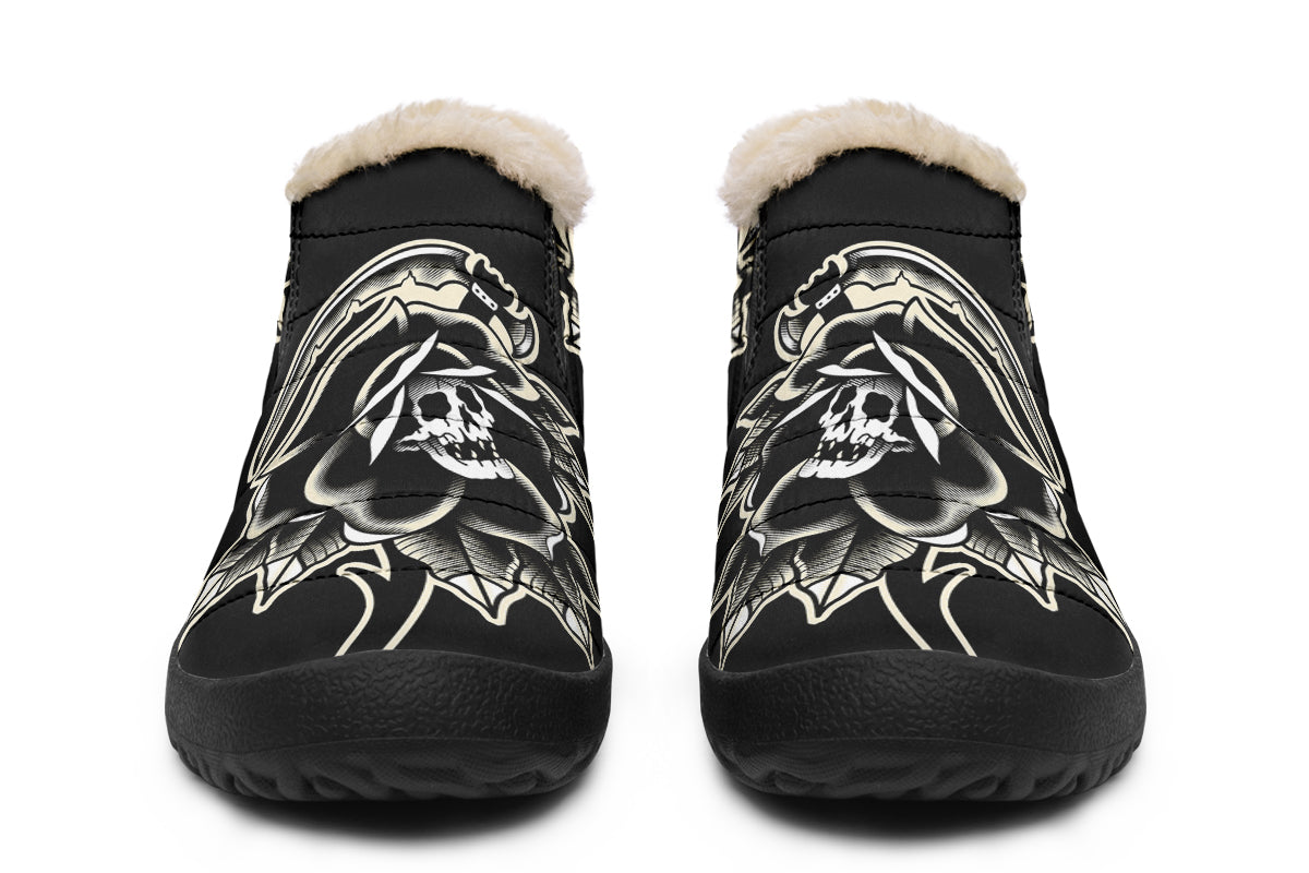 Black Rose Scythe Skull Winter Sneakers