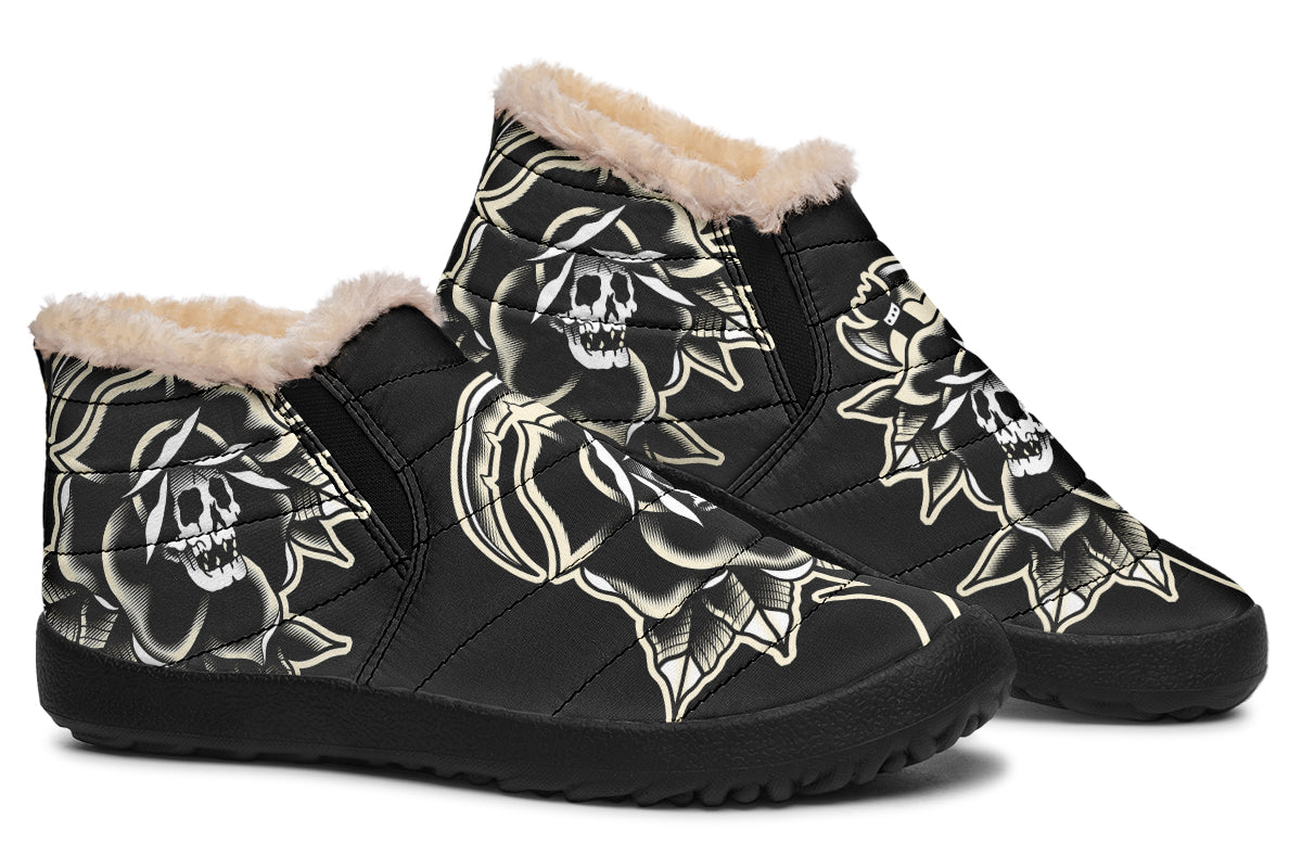 Black Rose Scythe Skull Winter Sneakers