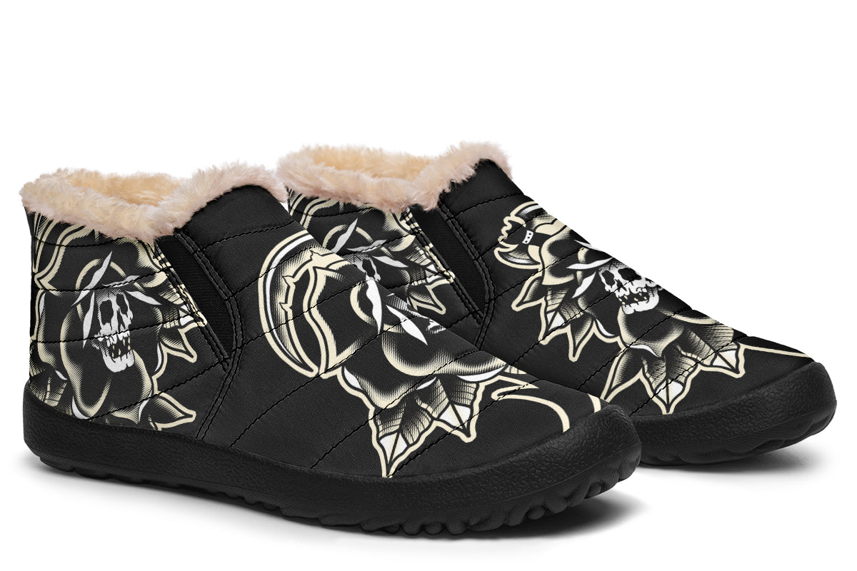 Black Rose Scythe Skull Winter Sneakers