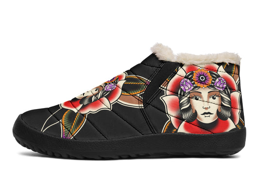 Blooming Girl Head Winter Sneakers