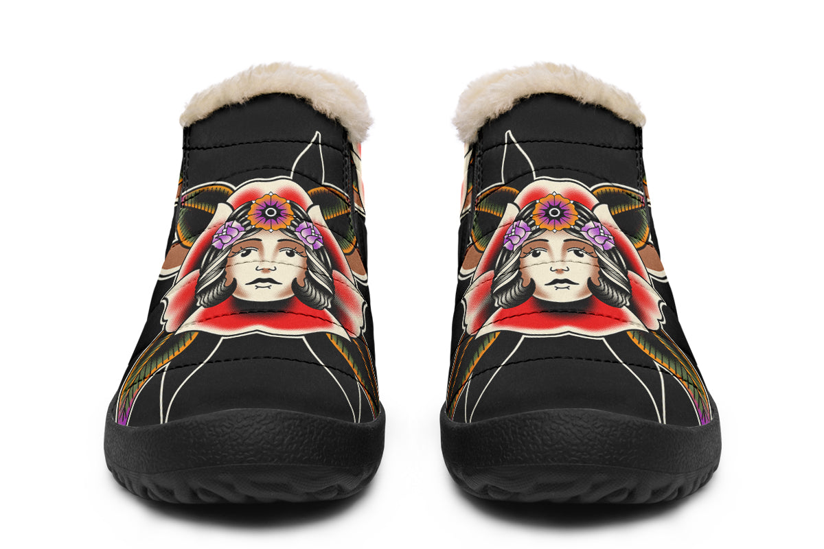 Blooming Girl Head Winter Sneakers