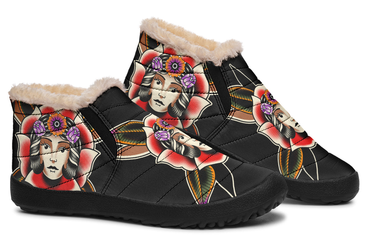 Blooming Girl Head Winter Sneakers