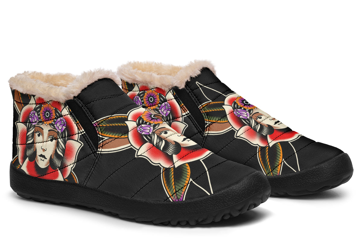 Blooming Girl Head Winter Sneakers