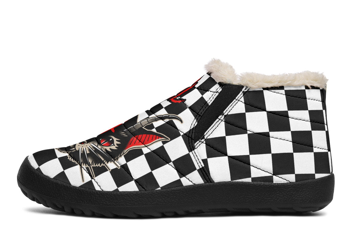 Cat Demon Checkered Winter Sneakers