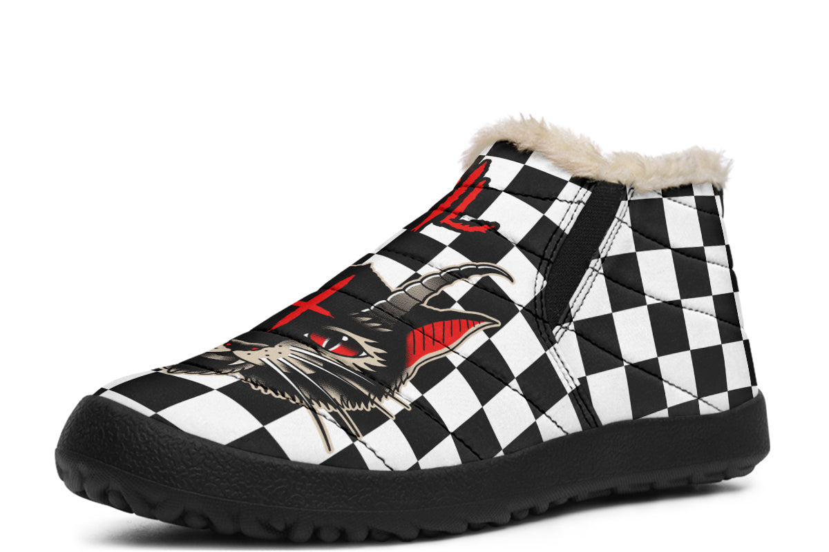 Cat Demon Checkered Winter Sneakers