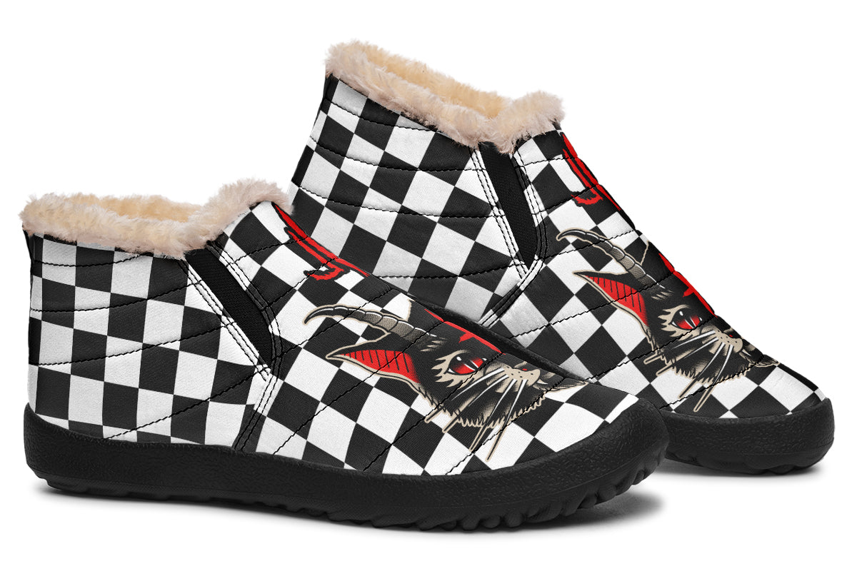 Cat Demon Checkered Winter Sneakers
