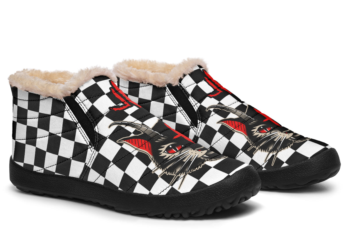 Cat Demon Checkered Winter Sneakers