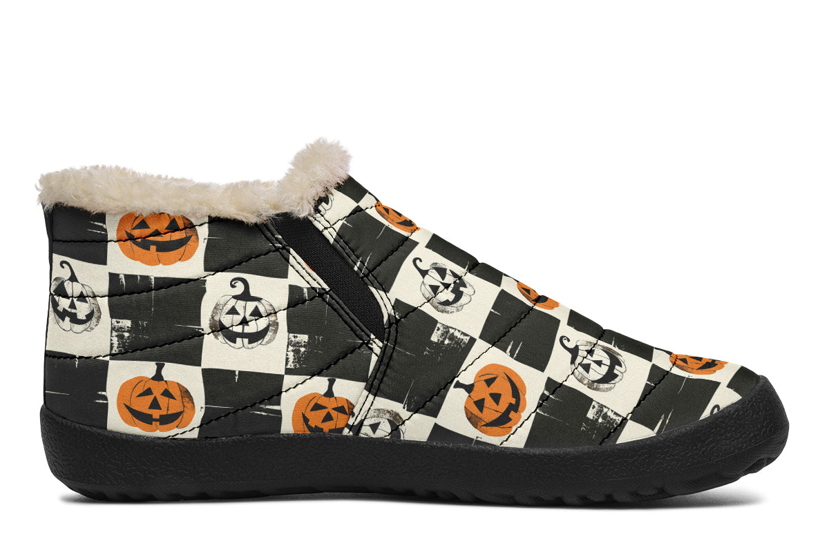 Checkered Pumpkins Winter Sneakers